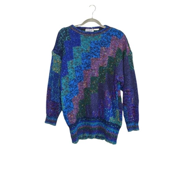 Vintage Sweaters - Vtg Sweater Art Abstract Vintage Crewneck Colorful Colorblock